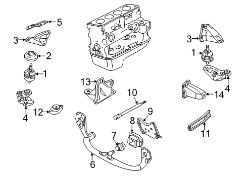 1997 Audi A4 Engine & Trans Mounting Diagram 2