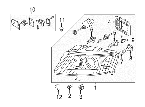 2007 Audi A6 Quattro Headlamps, Headlamp Washers/Wipers Diagram 3