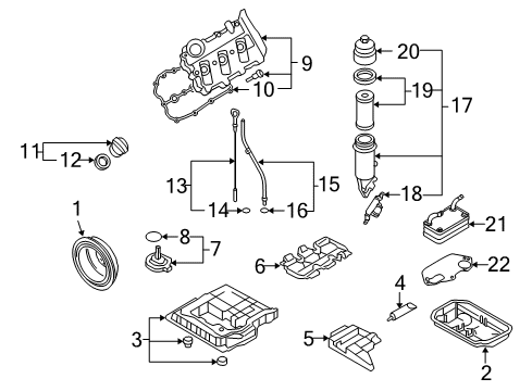 2008 Audi A4 Engine Parts & Mounts, Timing, Lubrication System Diagram 3