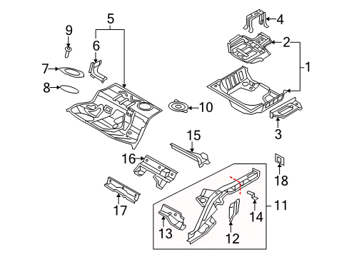 2008 Audi S5 Rear Body - Floor & Rails