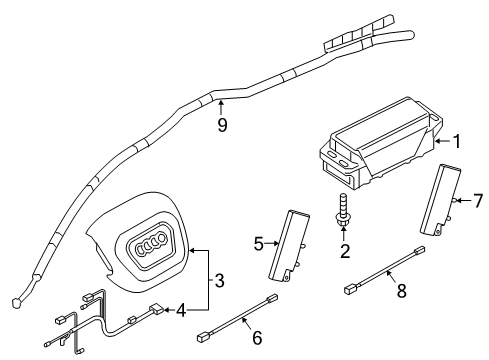 2023 Audi Q7 Air Bag Components Diagram 1