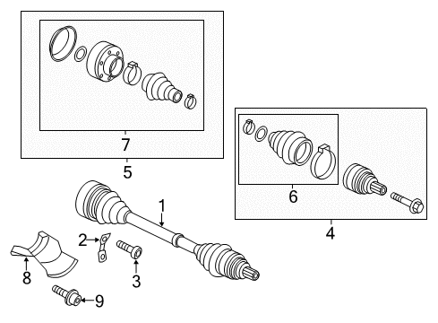 2015 Audi A7 Quattro Drive Axles - Rear Diagram 1