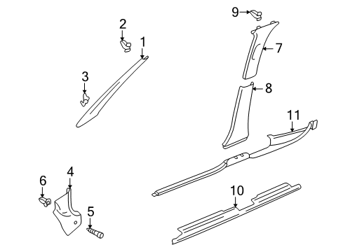 2001 Audi S4 Interior Trim - Pillars, Rocker & Floor Diagram 2