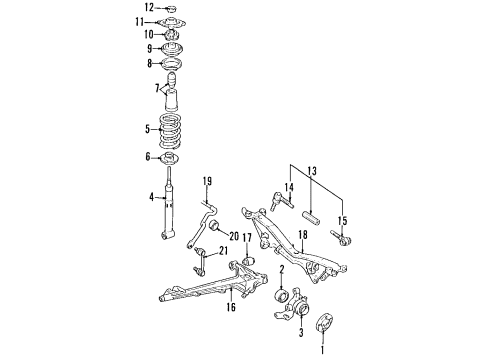 1991 Audi 100 Quattro Rear Axle, Stabilizer Bar, Suspension Components