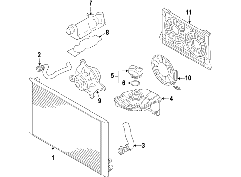 2009 Audi S8 Cooling System, Radiator, Water Pump, Cooling Fan Diagram 2