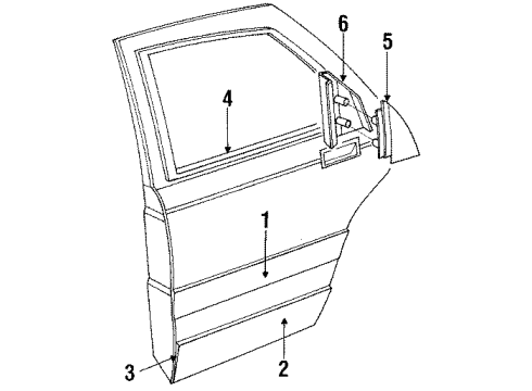 1992 Audi V8 Quattro Exterior Trim - Rear Door