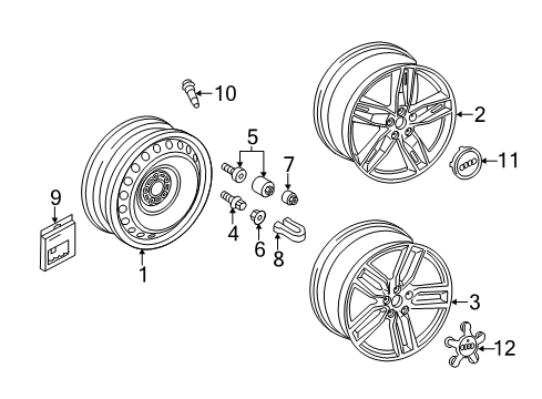 2019 Audi A3 Wheels, Covers & Trim Diagram 6