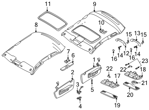 1999 Audi A4 Quattro Dome Lamp Assembly Diagram for 8D0-947-111-H-6DP