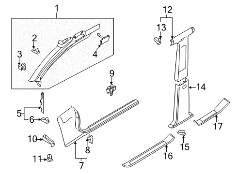 2004 Audi S4 Interior Trim - Pillars, Rocker & Floor Diagram 3