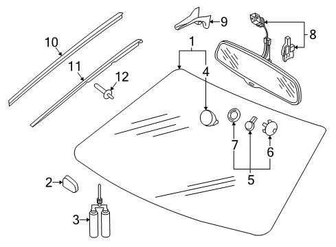 2013 Audi RS5 Windshield Glass, Reveal Moldings Diagram 2