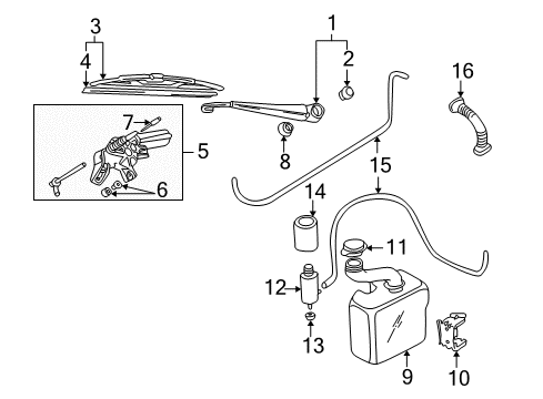 1998 Audi A4 Quattro Lift Gate - Wiper & Washer Components