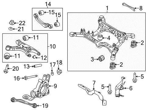 2016 Audi S8 Rear Suspension Components, Upper Control Arm, Stabilizer Bar Diagram 1