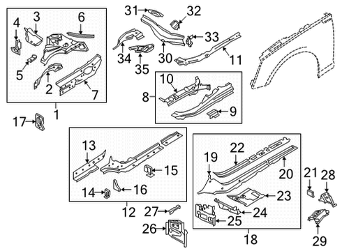 2022 Audi RS5 Structural Components & Rails