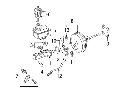 2006 Audi A3 Booster Assembly Diagram for 1K1-614-106-AA