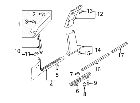 2007 Audi A6 Quattro Interior Trim - Pillars, Rocker & Floor Diagram 2