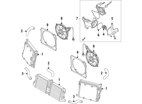 2010 Audi R8 Cooling System, Radiator, Water Pump, Cooling Fan Diagram 3