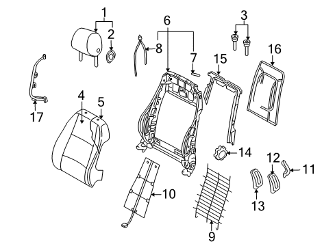 2008 Audi RS4 Front Seat Components Diagram 8