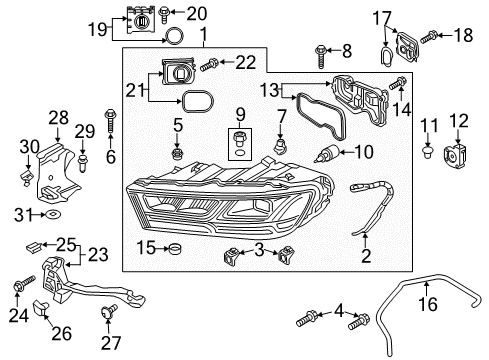 2018 Audi Q7 Headlamps, Headlamp Washers/Wipers Diagram 1