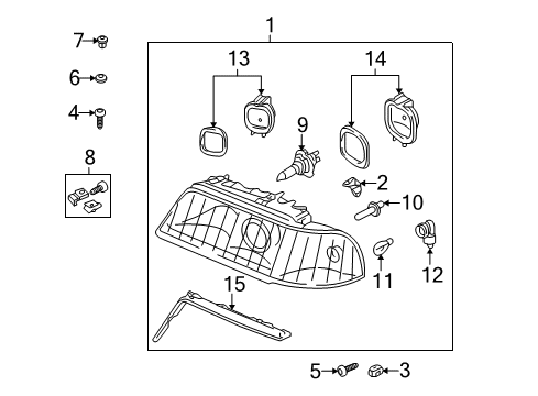 2003 Audi S8 Headlamps, Headlamp Washers/Wipers Diagram 1