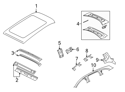 2009 Audi Q7 Roof & Components Diagram 1