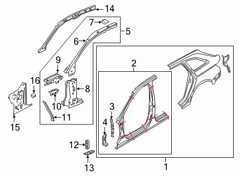 2017 Audi A4 allroad Aperture Panel, Hinge Pillar, Uniside