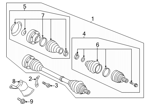 2020 Audi S5 Drive Axles - Rear Diagram 1