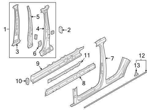 2021 Audi Q5 Center Pillar & Rocker, Exterior Trim, Trim Diagram 2