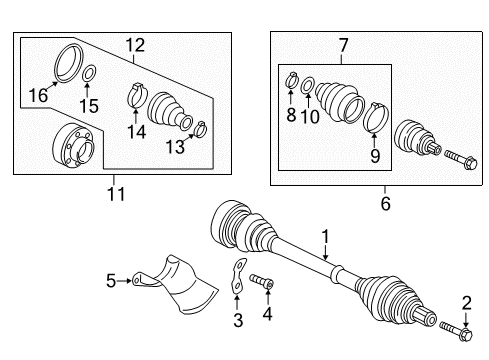 2014 Audi A6 Quattro Drive Axles - Rear Diagram 1