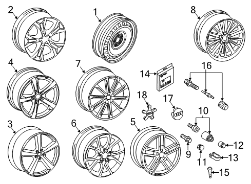 2016 Audi S5 Wheel, Alloy Diagram for 8T0-601-025-CG