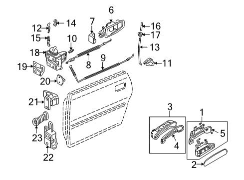 2000 Audi A8 Quattro Rear Door - Lock & Hardware Diagram 2