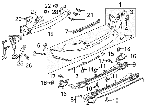 2018 Audi RS7 Rear Bumper Diagram 1