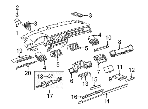 2005 Audi A8 Quattro Cluster & Switches, Instrument Panel Diagram 3