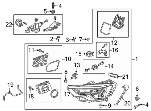 2020 Audi A6 allroad Headlamp Components Diagram 1