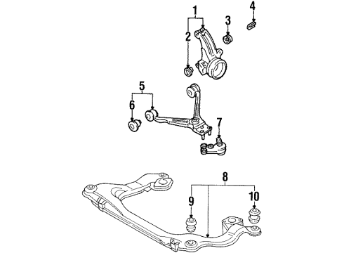 1994 Audi 90 Quattro Front Suspension Components, Lower Control Arm, Stabilizer Bar