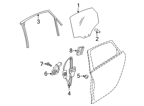 2014 Audi A4 Rear Door - Glass & Hardware