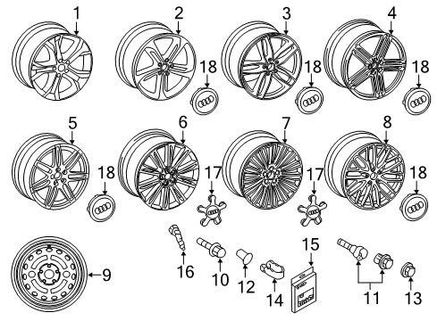 2015 Audi S8 Tire Pressure Sensor Diagram for 7PP-907-275-F