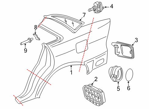 1996 Audi A4 Quarter Panel & Components, Glass