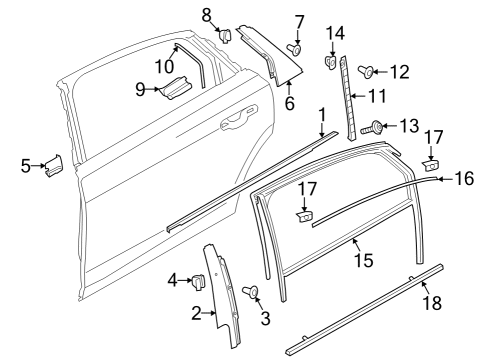 2020 Audi A8 Quattro Exterior Trim - Rear Door