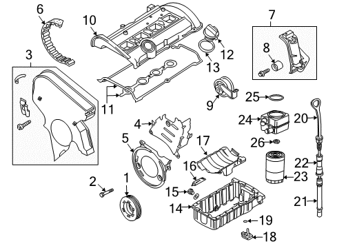 2002 Audi A4 Quattro Engine Parts & Mounts, Timing, Lubrication System Diagram 1