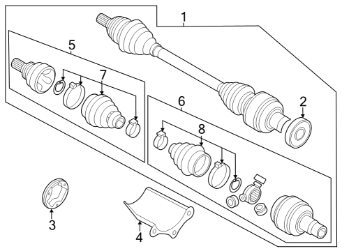 2024 Audi RS3 Inner Joint Assembly Diagram for 5N0-498-103-C