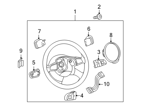 2010 Audi Q7 Steering Column & Wheel, Shroud, Switches & Levers Diagram 4