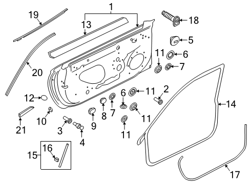 2021 Audi A5 Quattro Door & Components, Exterior Trim, Trim Diagram 1