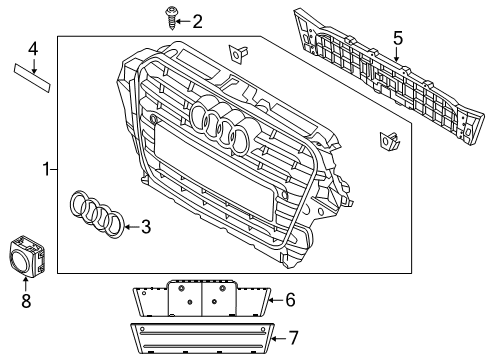 2016 Audi Q5 Grille & Components Diagram 2