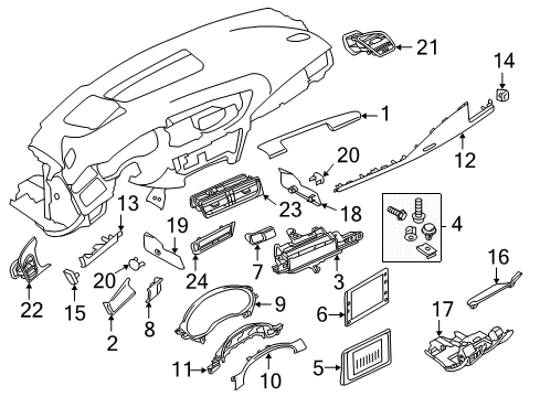 2015 Audi S7 Cluster & Switches, Instrument Panel Diagram 3