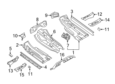 2014 Audi A4 Pillars, Rocker & Floor - Floor & Rails