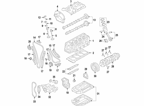 2010 Audi A3 Quattro Engine Parts & Mounts, Timing, Lubrication System Diagram 2