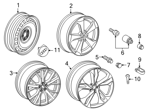 2023 Audi S5 Wheels, Covers & Trim Diagram 3