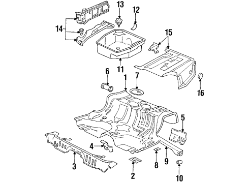 1998 Audi A6 Quattro Rear Body - Floor & Rails Diagram 5