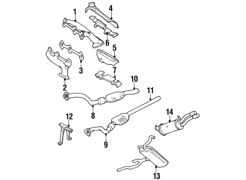 1995 Audi A6 Exhaust Components, Exhaust Manifold Diagram 2