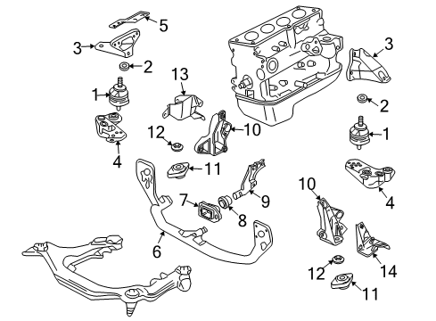 2004 Audi A4 Quattro Engine & Trans Mounting Diagram 1